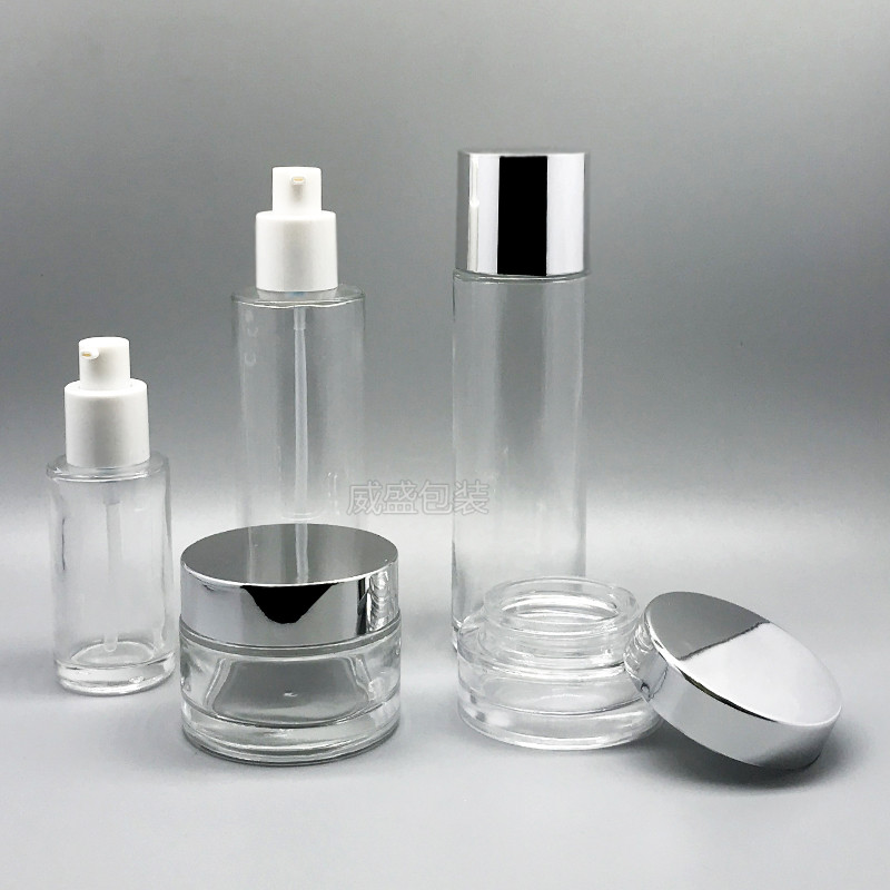 直圓化妝品玻璃瓶 面霜瓶子批發乳液按壓瓶子(圖5)